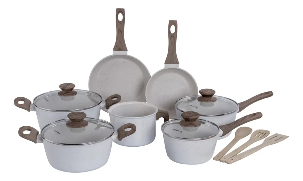 Jogo de panelas Mimo Style Pratic Cook Marmol 10 peças com indução