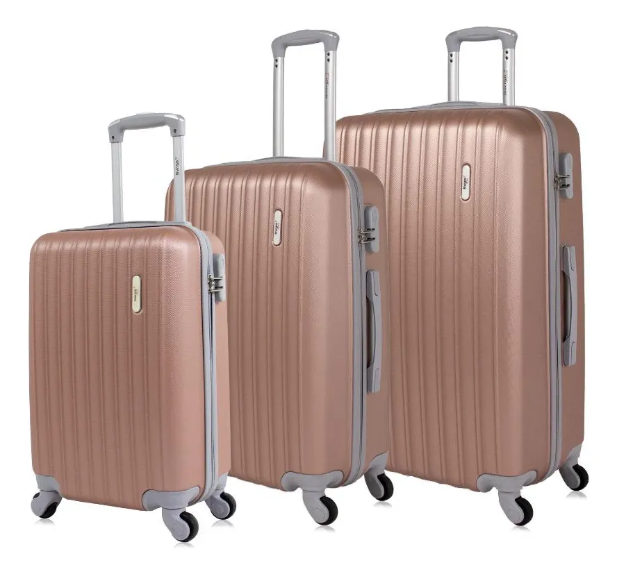 Conjunto De Malas De Viagem Pmg Londres Rose Swiss Move
