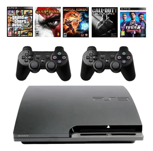 Ps3 Playstation 3 + 45 Jogos + 2 Controles + Nf-e E Garantia Preto (Recondicionado)