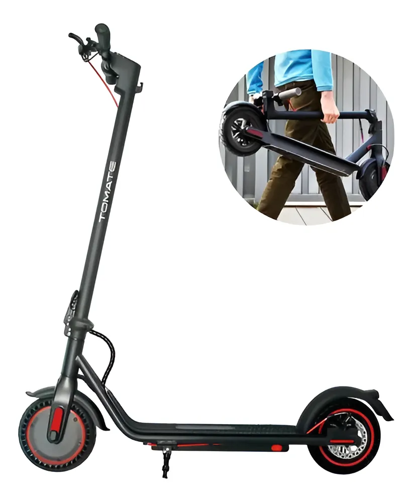 Patinete Elétrico Tomate MPE-1025 com pneus maciços e iluminação LED