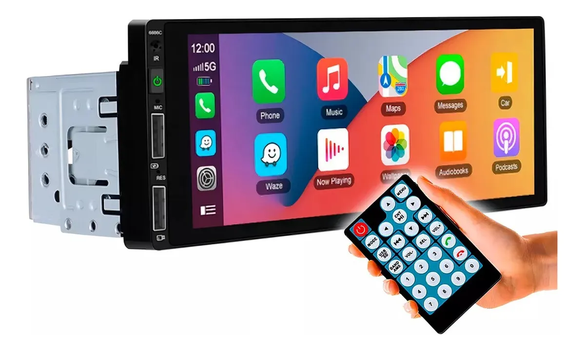 Central Multimídia Duinb 1 DIN 6.86 polegadas CarPlay Android Auto sem fio