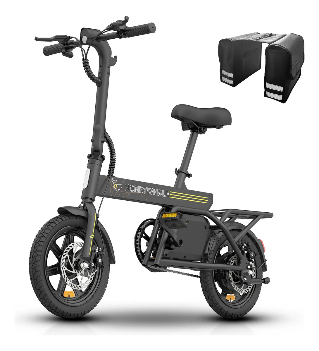 Bicicleta elétrica dobrável Honeywhale B20 compacta com freios a disco
