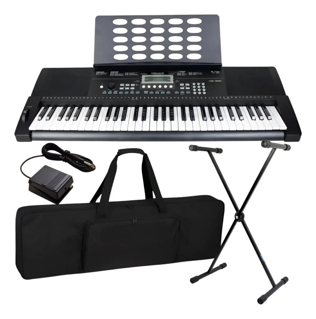 Kit teclado musical Roland Revas KB-330 com capa, suporte e pedal