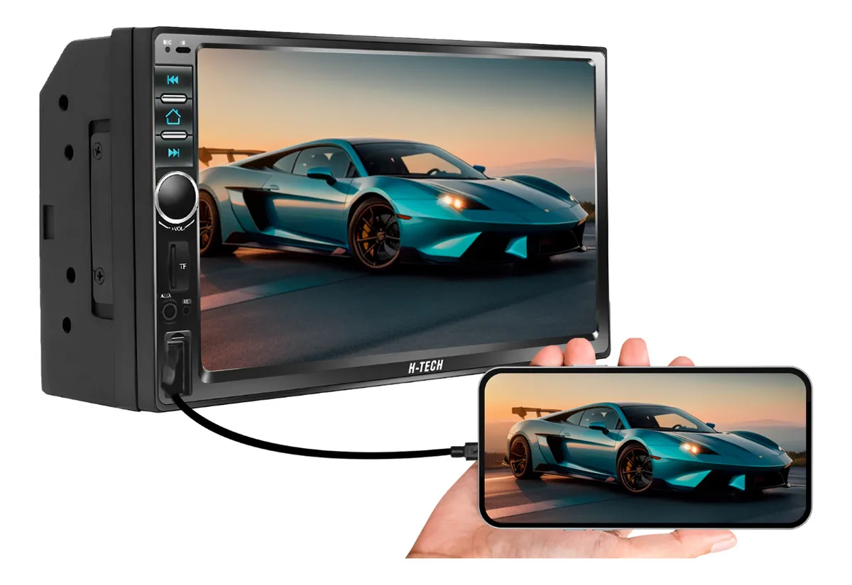 H-Tech HT-5023 multimídia 7 polegadas MP5 espelhamento Bluetooth USB SD com controle remoto