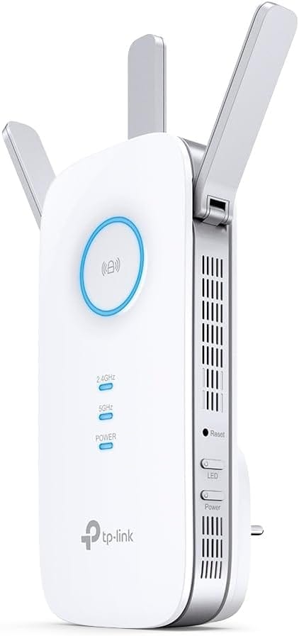 Repetidor TP-Link RE450 AC1750 com três antenas e porta Gigabit