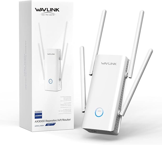 Repetidor WAVLINK AX3000 Wi-Fi 6 com cinco antenas externas