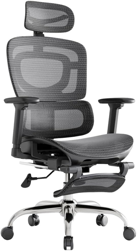 Cadeira ergonômica LuvinCo Mônaco BT07 em malha com apoio para pés