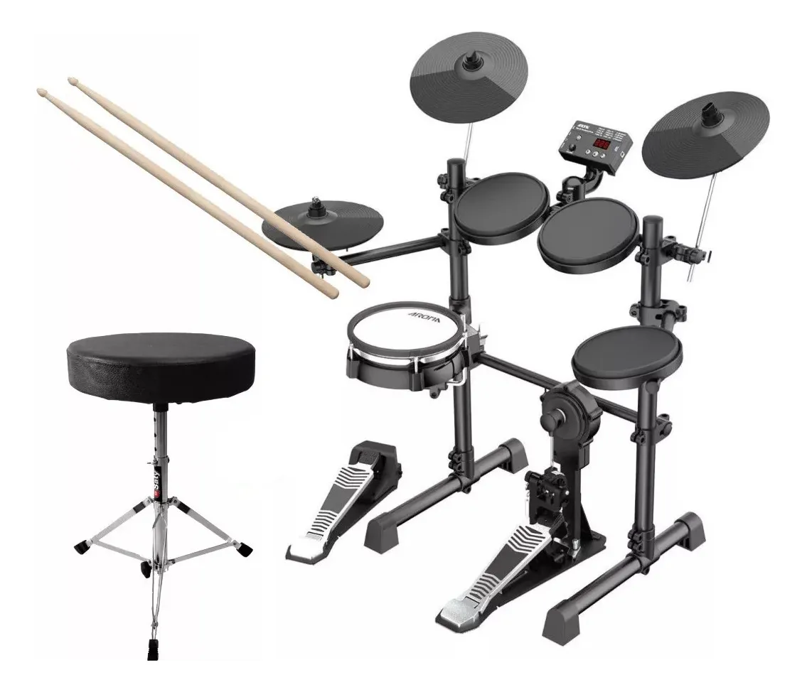 Bateria Eletrônica Aroma TDX-15S com caixa mesh e banco
