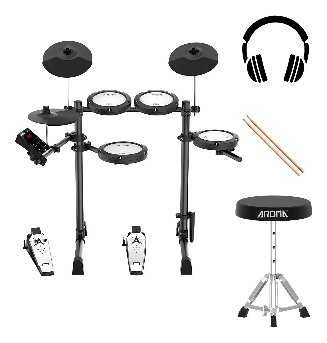 Bateria Eletrônica Aroma TDX-18 kit completo portátil