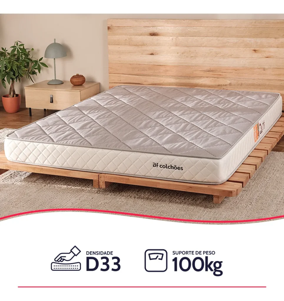 Colchão Casal Ortopédico de Espuma D33 a Vácuo 138x188cm BF Colchões