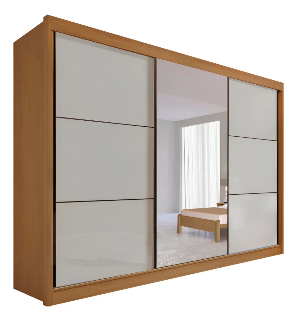 Guarda-Roupa Casal Com Espelho D'Doro 3 Portas 6 Gavetas MDF 100%