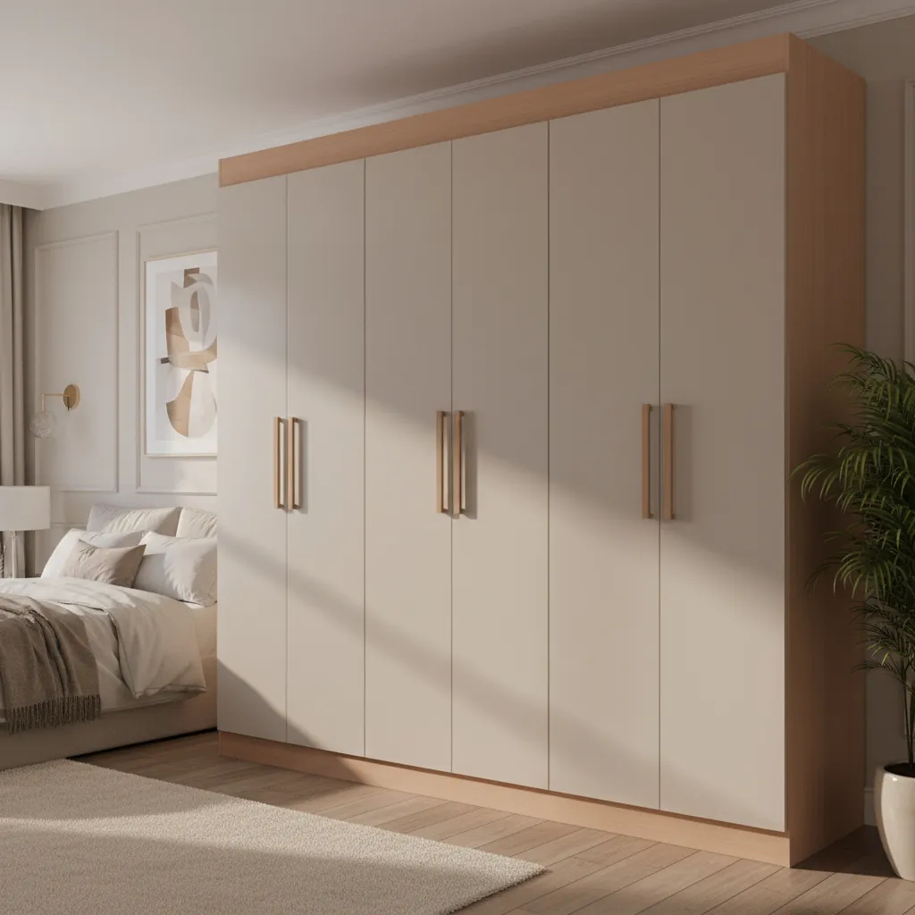 Guarda-roupa Casal Bartira Ville Com 6 Portas E 2 Gavetas Cor Avelã com Cappuccino
