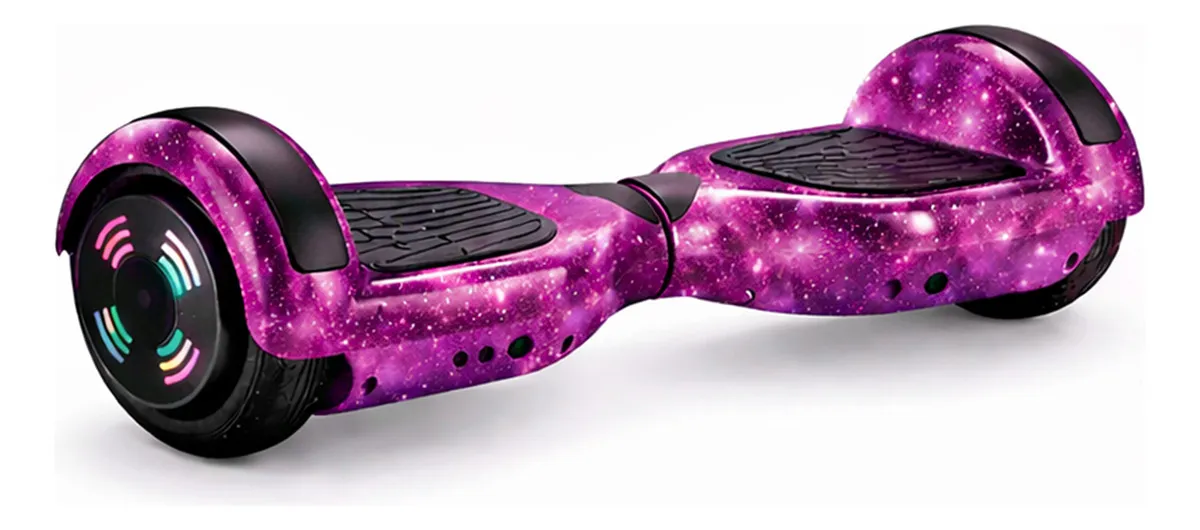 Hoverboard Brinovar 6.5 polegadas roxo galáxia LED Bluetooth