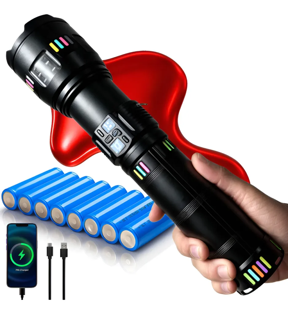 Lanterna Tática Titanium Led Laser Canhão Luz Mais Potente Branco Preto