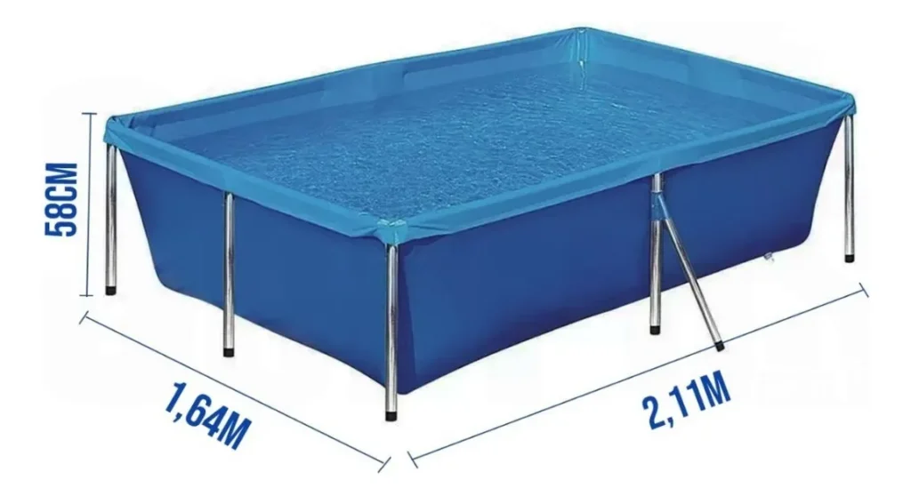 Piscina 2000 Litros Botafogo Lar & Lazer Estrutura Aço Retangular