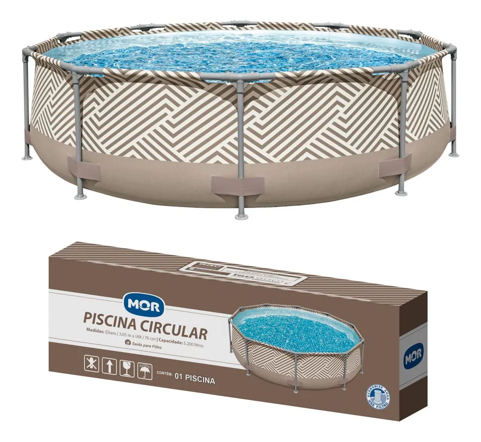 Piscina Circular Estrutural Pvc 5200 Litros 3.05 Metros Mor