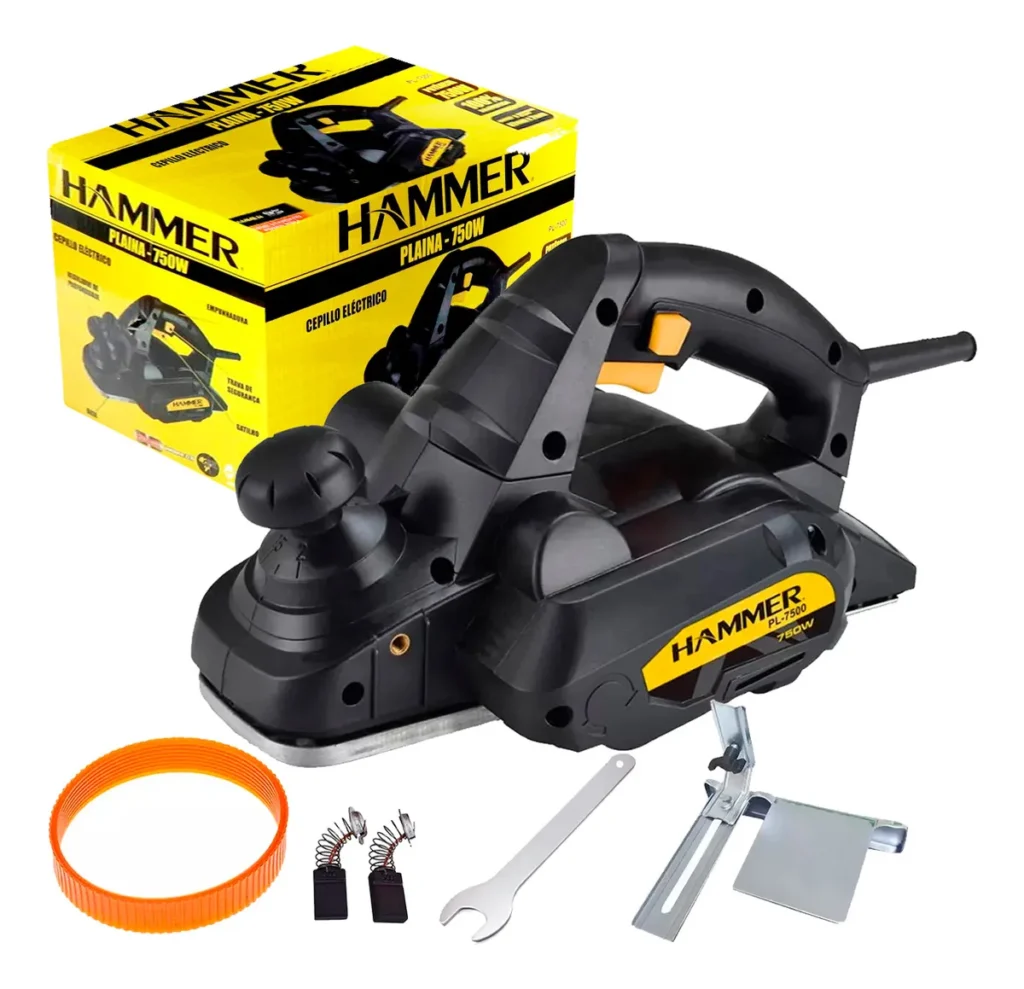 Plaina Elétrica 750W Corte Por Passada De Até 2,0mm Largura 82mm 16500 Rpm PL7500 Hammer