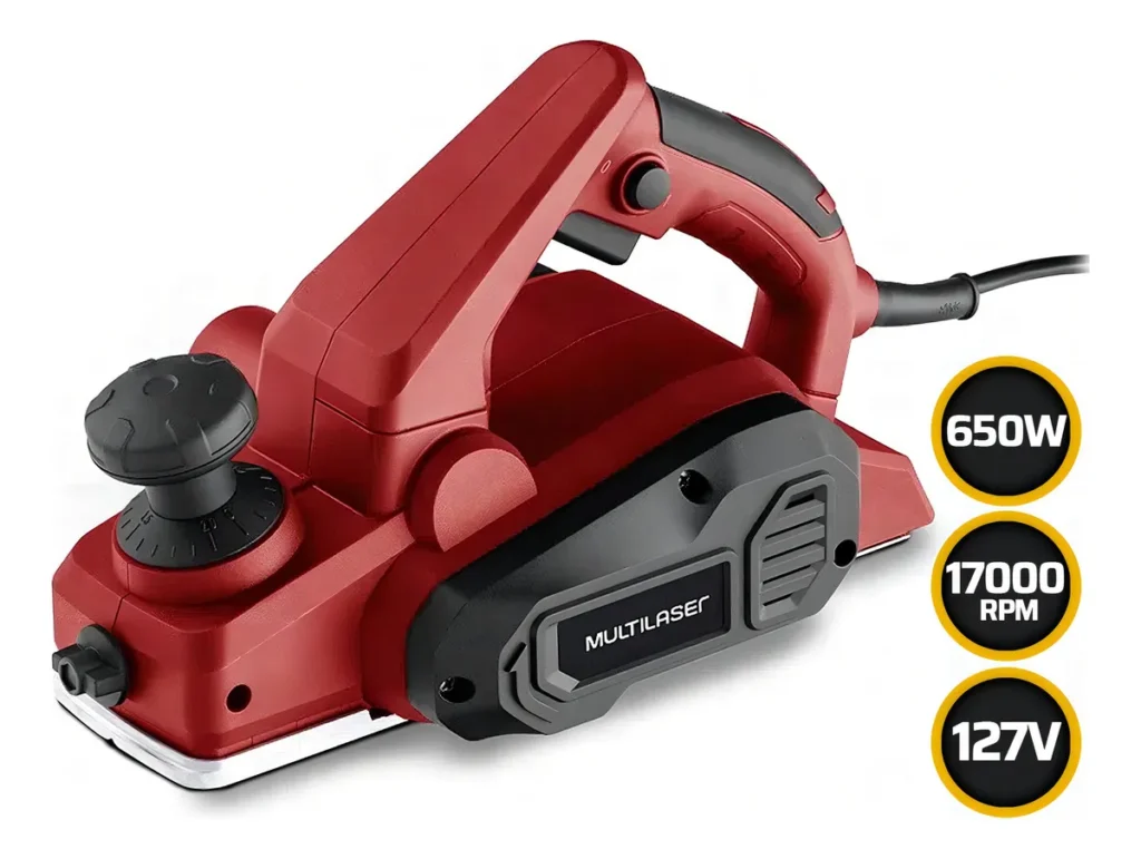 Plaina elétrica profissional 650w 17000 Rpm Multilaser HO241 cor Vermelho 127V