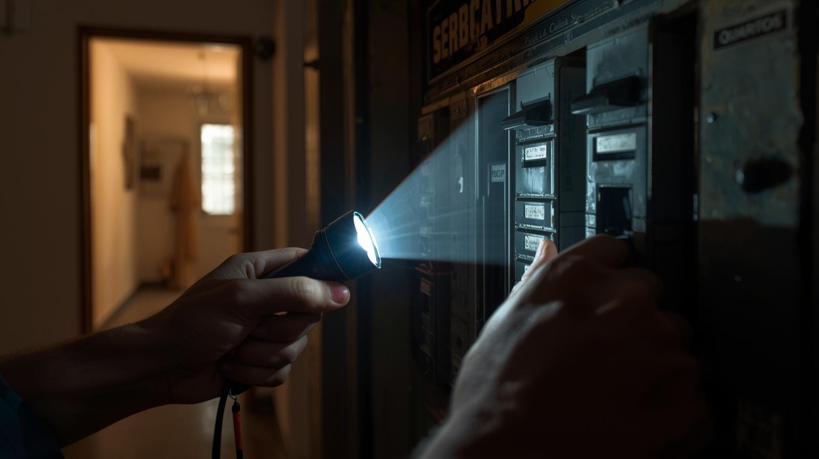 Queda de energia não precisa ser caos. Com uma lanterna potente, você identifica o disjuntor certo em segundos.