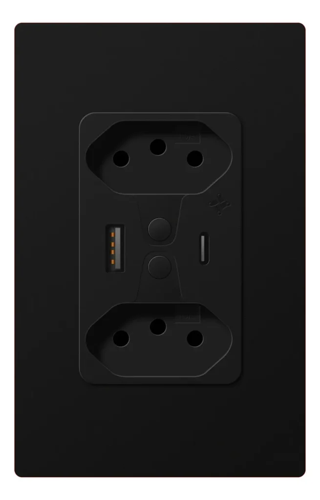 Tomada Inteligente Dupla 16a Usb-c Tuya Alexa E Google Ekaza Cor Preto