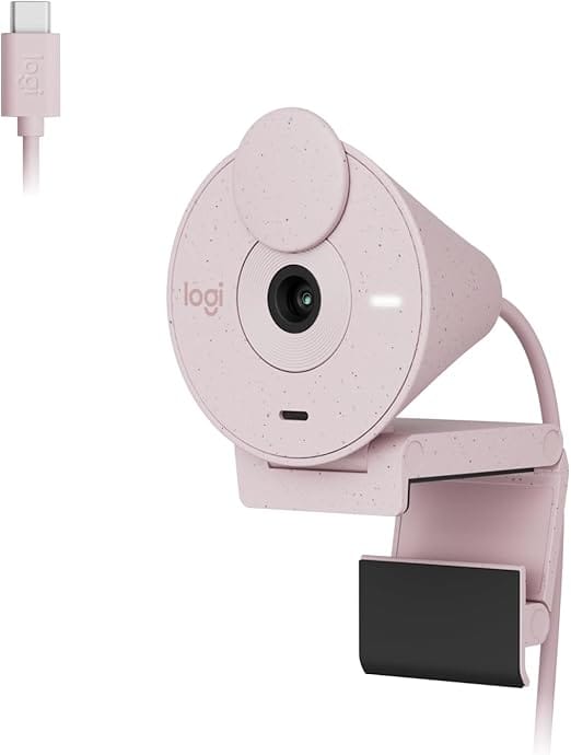 Webcam Logitech Brio 300 branca Full HD com microfone