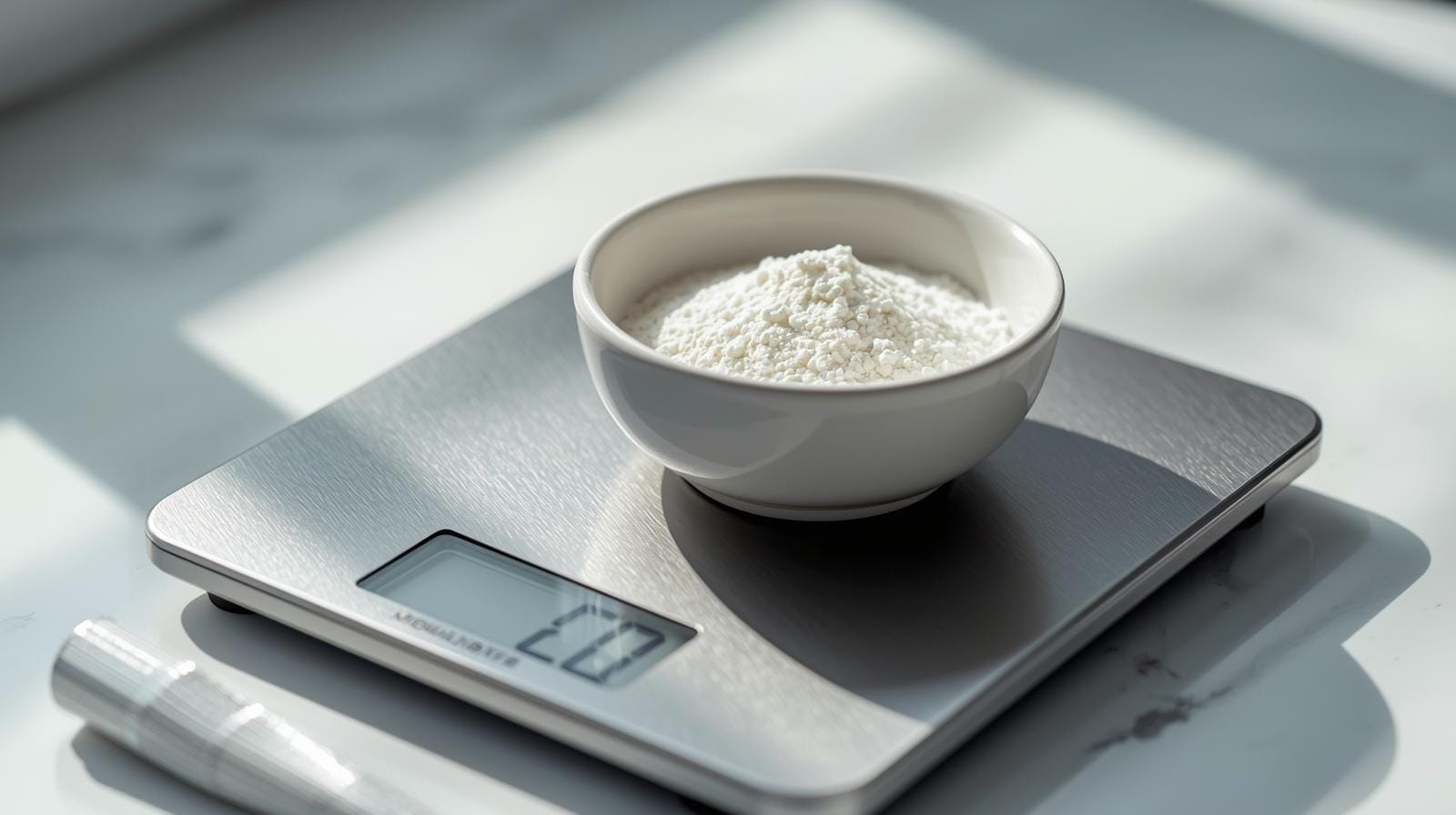 A dose ideal varia por peso 0,07g por kg. Para 70kg, são ~5g. Use balança ou colher medida confiável.