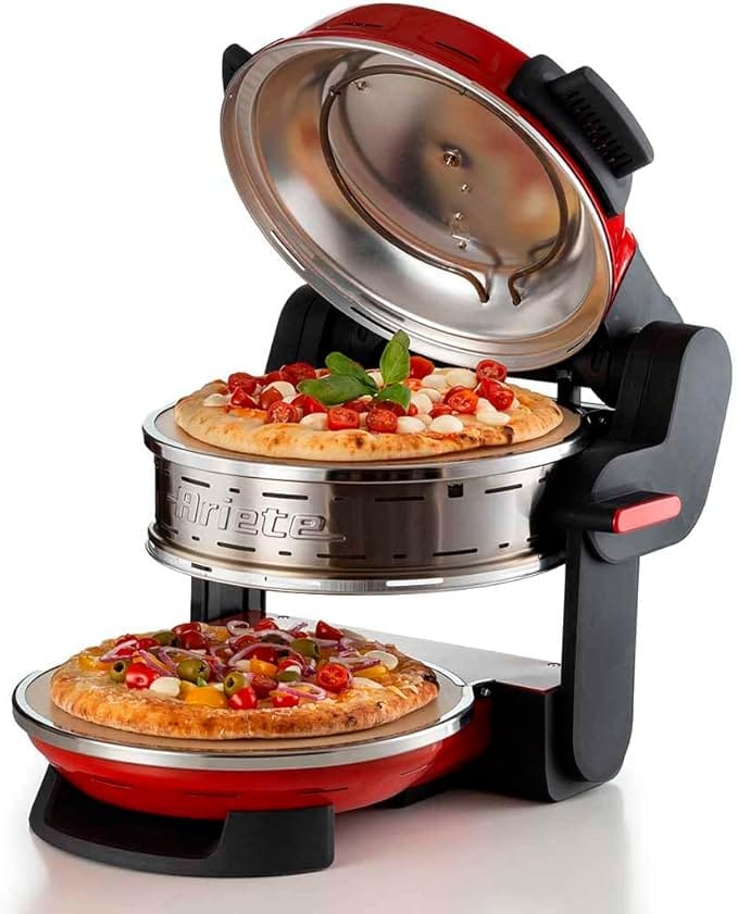 Forno de pizza elétrico duplo Ariete 927 vermelho com duas placas refratárias