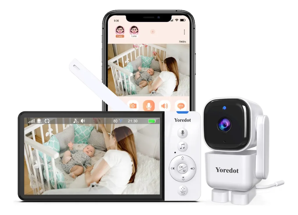 Babá Eletrônica Wi-fi Com Tela 5'' Hd, Visão Noturna E Dupla