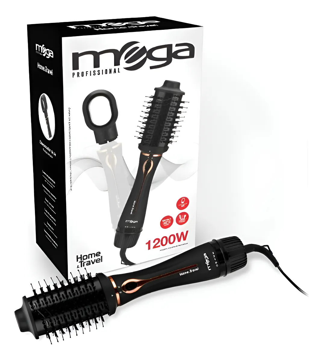 Mega Home & Travel 1200W escova secadora compacta
