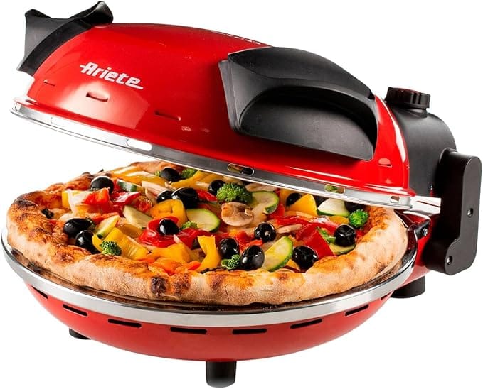 Forno de pizza Ariete vermelho 127V compacto no formato concha