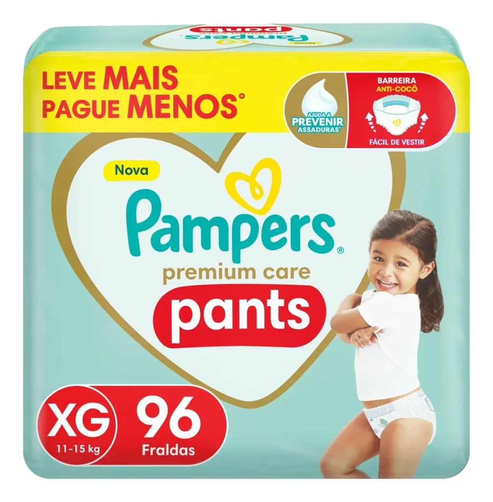 Fralda Pampers Premium Care Pants Tamanho XG 96 Unidades
