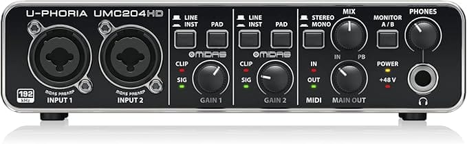 Interface de Áudio Behringer UMC204HD U-Phoria
