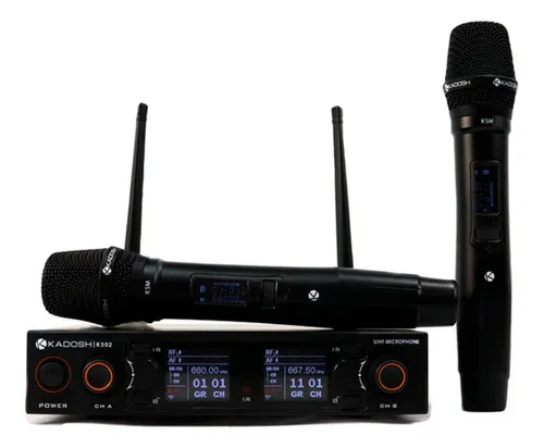 Microfone Sem Fio Duplo De Mão Kadosh K502m Profissional Cor Preto