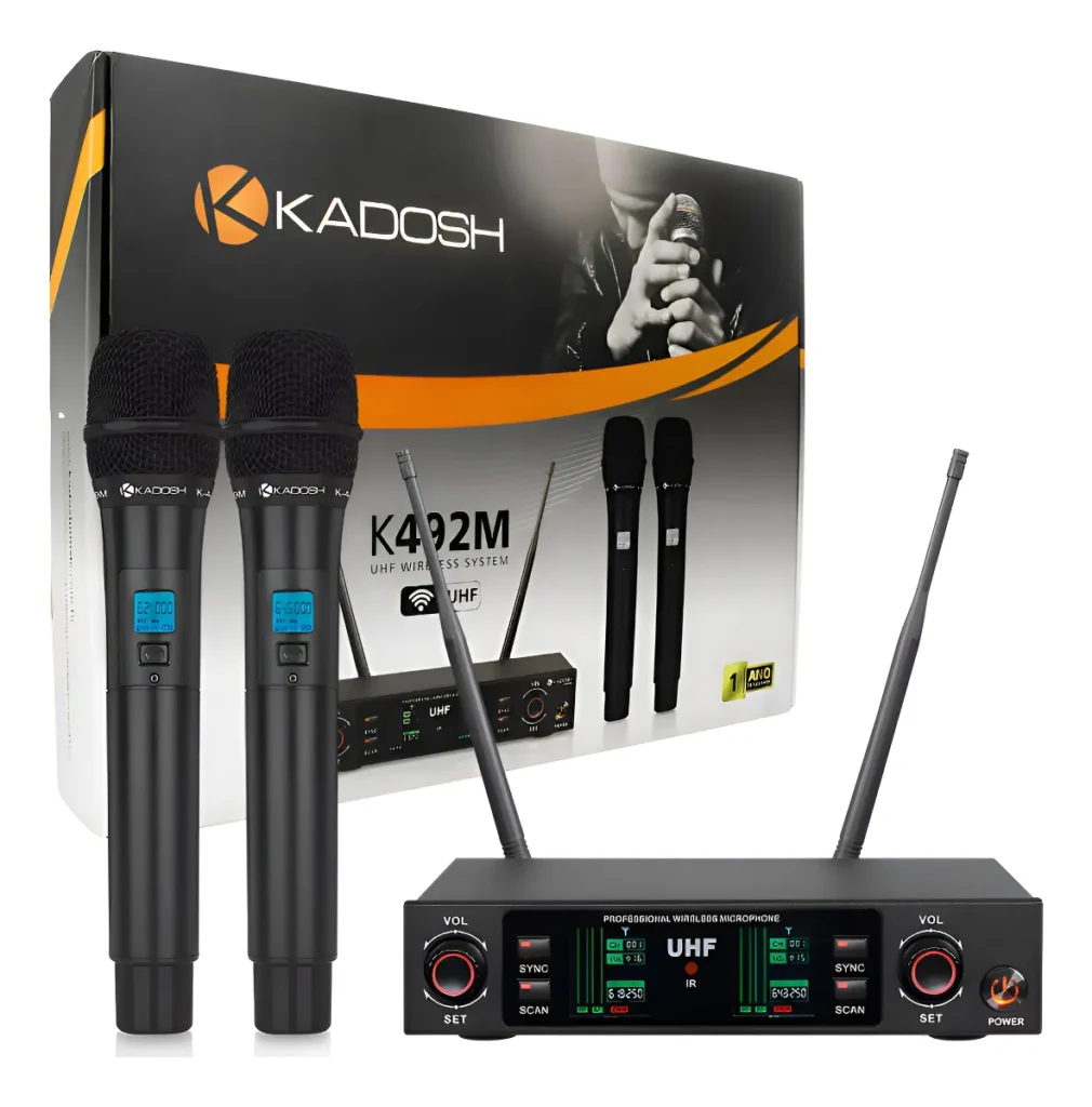 Microfone Sem Fio Duplo Kadosh K492m Uhf Profissional Mão Preto