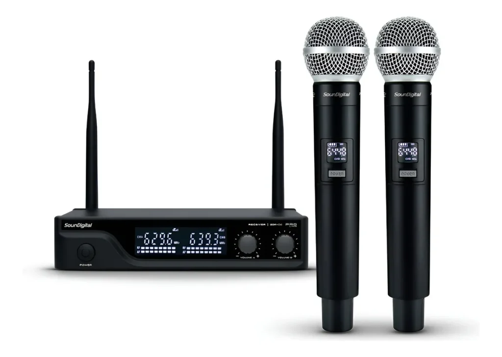 Microfone Sem Fio SounDigital PRO LINE SD402 Cardioide Dinâmico Microfone