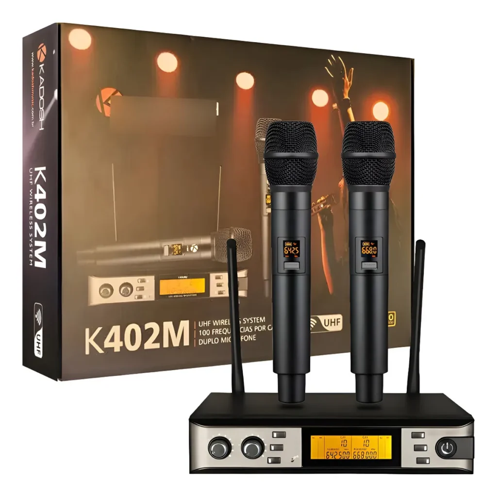 Microfones Dinâmico Cardióide Sem Fio Kadosh K-402m Cor Preto