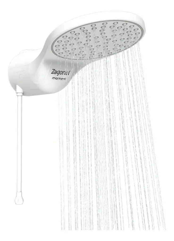 Chuveiro elétrico de parede Zagonel Eletrônica Moment Branco 5500W Produto Nacional de Qualidade