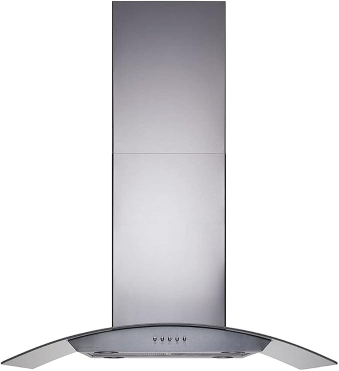 Coifa de Ilha Gourmet 180W, 90cm, Inox e vidro curvo