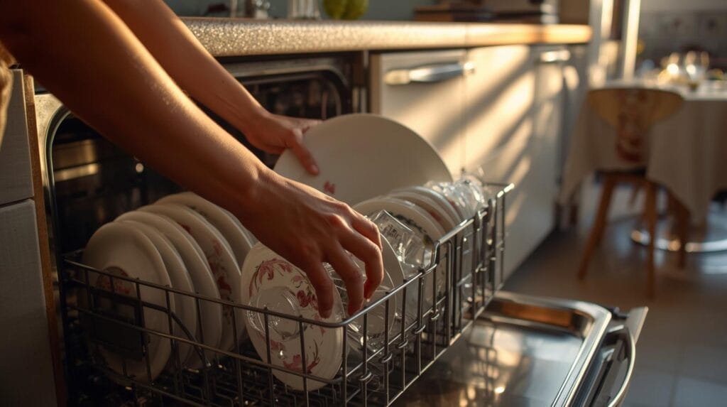 Não é preciso lavar antes — basta raspar restos e carregar. Sua lava-louças foi feita para sujo, não para pré-limpo.