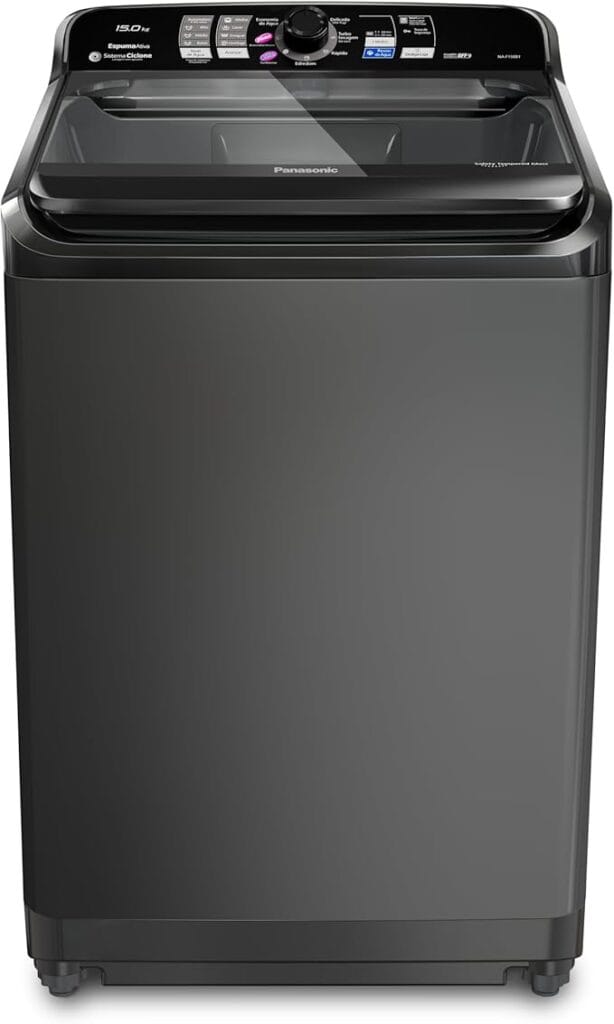 Máquina de lavar Panasonic 15kg titânio NA-F150B1T com sistema Ciclone