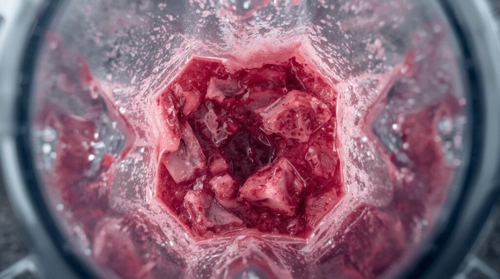 liquidificador industrial triturando gelo e frutas congeladas