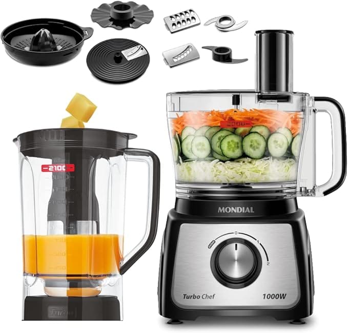 Multiprocessador Mondial Turbo Chef 9 em 1 preto 1000W
