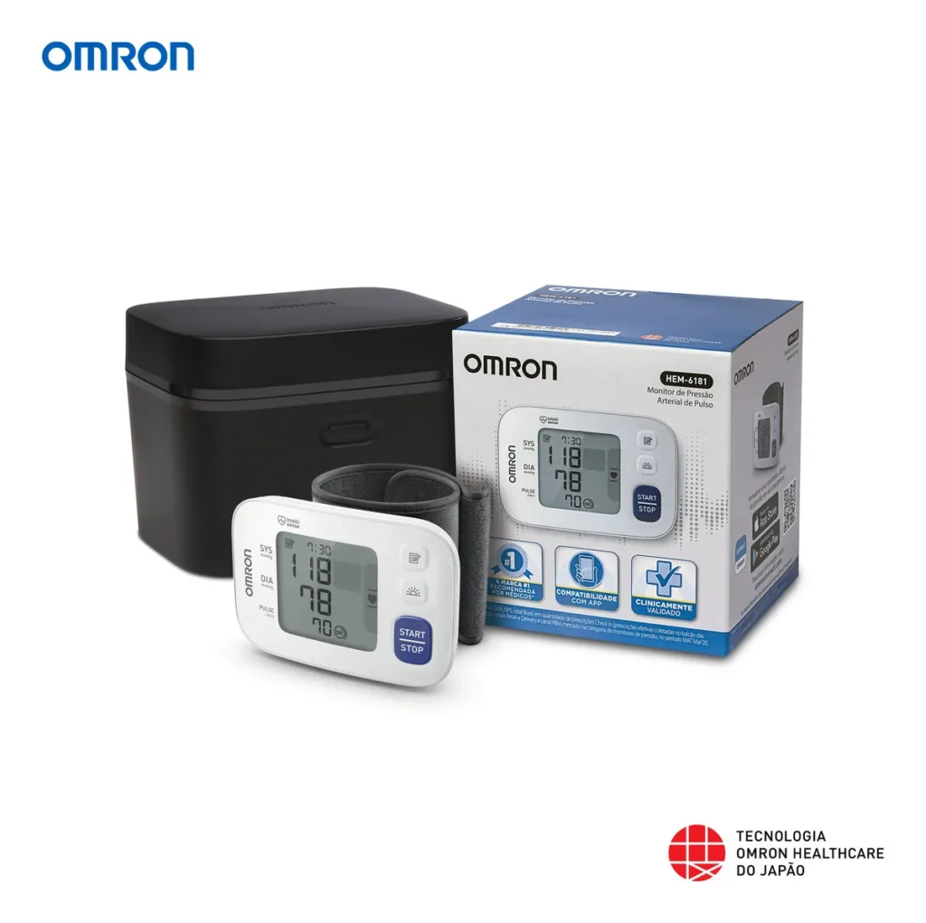 Omron HEM-6181 monitor pressão arterial de pulso cinza Intellisense