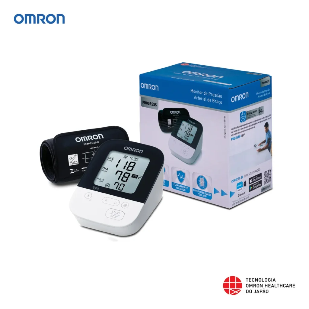 Omron HEM-7156 Progress medidor de pressão arterial braço com Bluetooth