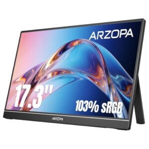 Arzopa A1M 17.3 polegadas 103% sRGB FHD 1080P monitor portátil suporte embutido