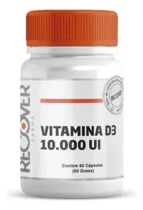 Vitamina D3 Recover Farma 10000 UI Imunidade e Ossos 60 cápsulas