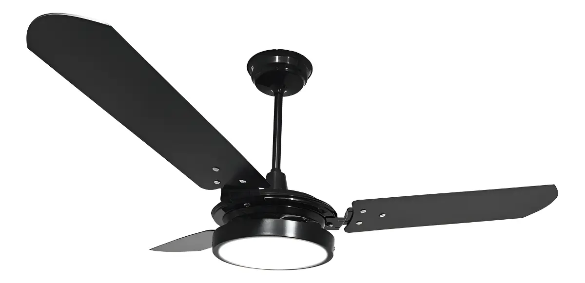 Ventilador de teto Ventex Valen LED 3 pás MDF preto 1,1m silencioso