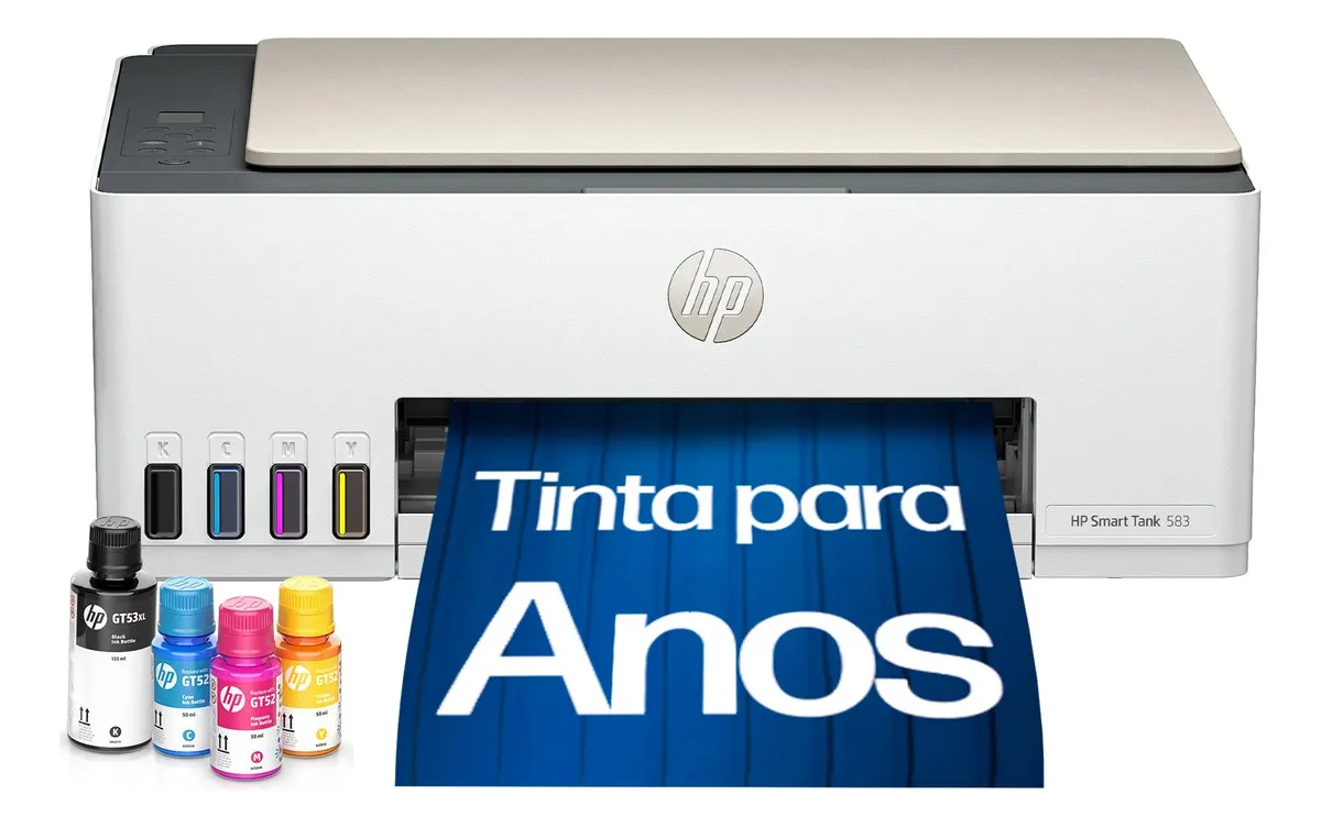 Impressora multifuncional HP Smart Tank 583 tanque de tinta branca