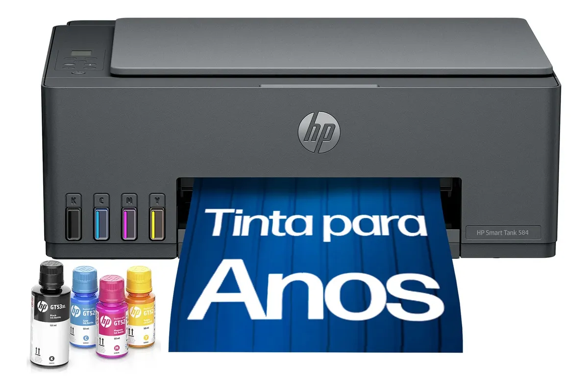 Impressora multifuncional HP Smart Tank 584 tanque de tinta preta